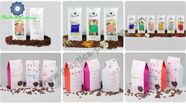 Shiny Silver Printed Plastic Coffee Bags Side Gusse 071