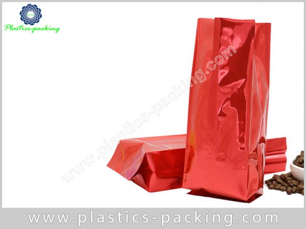 Shiny Silver Printed Plastic Coffee Bags Side Gusse 072